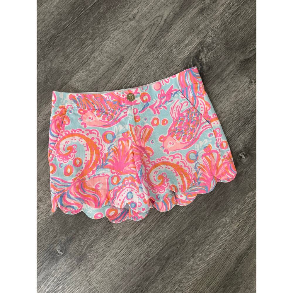 Lilly Pulitzer The Buttercup Short "Too Much Bubbly" Pink Fish Print Size 00